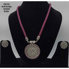 925 sterling silver ethnic pendant with beaded necklace